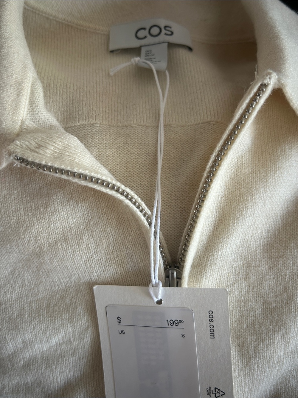NWT (size small) COS MERINO WOOL-YAK ZIP-UP POLO SHIRT - Picture 8 of 9